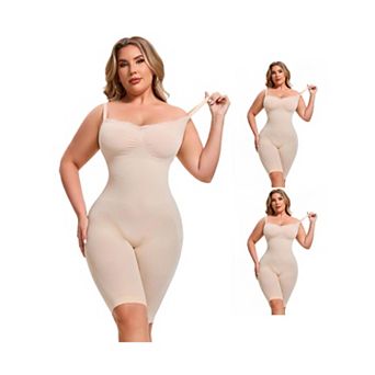 3 Packs Sleeveless Shapewear Bodysuits for Women Tummy Control Seamless Lace Trim Bodyshaper