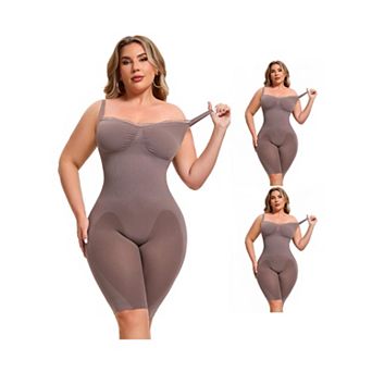 3 Packs Sleeveless Shapewear Bodysuits for Women Tummy Control Seamless Lace Trim Bodyshaper