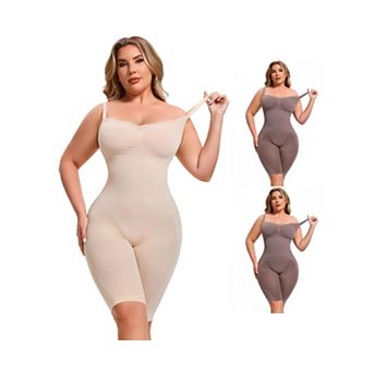 3 Packs Sleeveless Shapewear Bodysuits for Women Tummy Control Seamless Lace Trim Bodyshaper