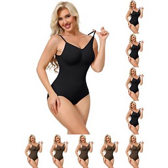 10 Packs Bodysuits for Women Tummy Control V Neck Backless Camisole Thong Leotard Adjustable Straps