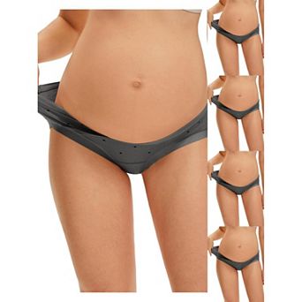 5 Packs Maternity Postpartum Underwear Low Rise Pregnancy Briefs with Belly Support V-Cut Waist