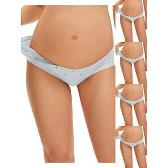 5 Packs Maternity Postpartum Underwear Low Rise Pregnancy Briefs with Belly Support V-Cut Waist