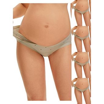 5 Packs Maternity Postpartum Underwear Low Rise Pregnancy Briefs with Belly Support V-Cut Waist