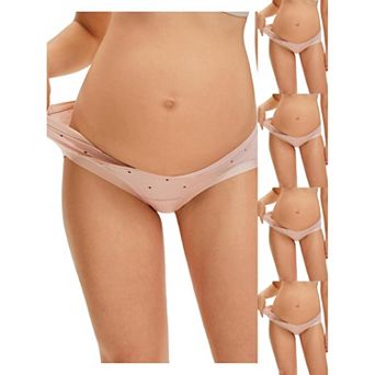 5 Packs Maternity Postpartum Underwear Low Rise Pregnancy Briefs with Belly Support V-Cut Waist