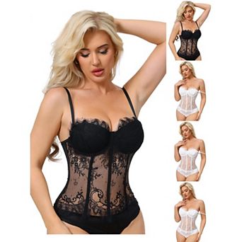 5 Packs Women's Lace Bustier Corset Tops Floral Camisole Top Underwired Adjustable Spaghetti Straps