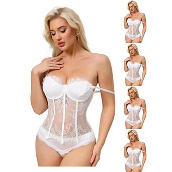 5 Packs Women's Lace Bustier Corset Tops Floral Camisole Top Underwired Adjustable Spaghetti Straps