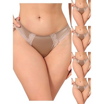 5 Packs Women's Lace Low Rise Bikini Underwear Breathable No Show Satin Briefs