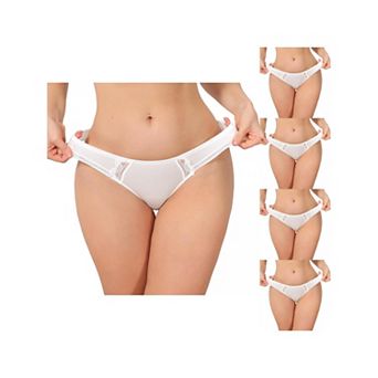 5 Packs Women's Lace Low Rise Bikini Underwear Breathable No Show Satin Briefs