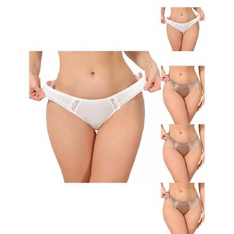 5 Packs Women's Lace Low Rise Bikini Underwear Breathable No Show Satin Briefs