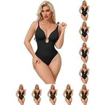 10 Packs Women's Deep V Shapewear Tummy Control Leotard Sleeveless Adjustable Straps Thong Bodysuits