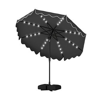 Costway 10 FT Outdoor Patio Umbrella with 32 Solar LED Lights & Weighted Base, Sandbags