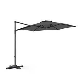 Costway 10 FT Patio Cantilever Umbrella with 360° Rotation, Air Vent, Cross Base Included
