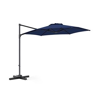 Costway 10 FT Patio Cantilever Umbrella with 360° Rotation, Air Vent, Cross Base Included