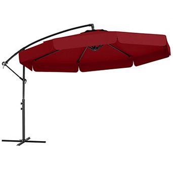 Costway 10 FT Offset Hanging Umbrella Patio Cantilever Umbrella with Cover