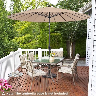 Costway 9 FT Patio Round Market Umbrella with Push Button Tilt, Crank Handle, Vented Top