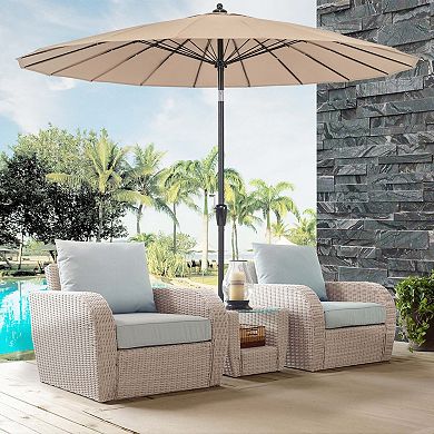 Costway 9 FT Patio Round Market Umbrella with Push Button Tilt, Crank Handle, Vented Top
