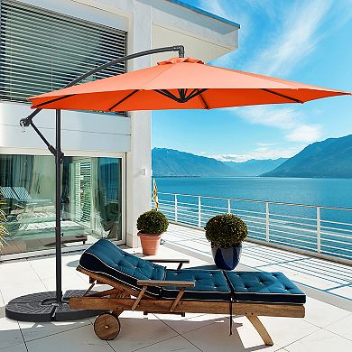 Costway 10 FT Patio Offset Umbrella w/8 Ribs Cross Base Tilt