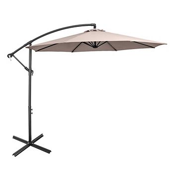 Costway 10 FT Patio Offset Umbrella w/8 Ribs Cross Base Tilt