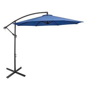 Costway 10 FT Patio Offset Umbrella w/8 Ribs Cross Base Tilt
