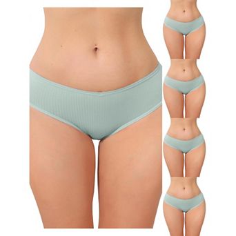 5 Packs Women's Low Rise Ribbed Underwear Panties Breathable Soft Stretch Briefs