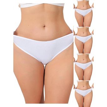 5 Packs Women's Low Rise Ribbed Underwear Panties Breathable Soft Stretch Briefs