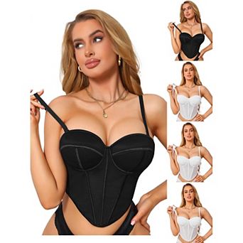 5 Packs Mesh Sheer Corset Tops for Women Sleeveless Underwired Bustier Bra Going Out Tank Tops