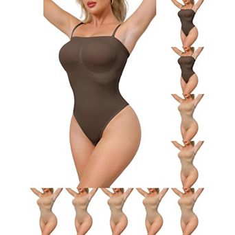 10 Packs Women's Strapless Shapewear TummyControl Leotard Thong Sculpted Bodyshaper Removable Straps