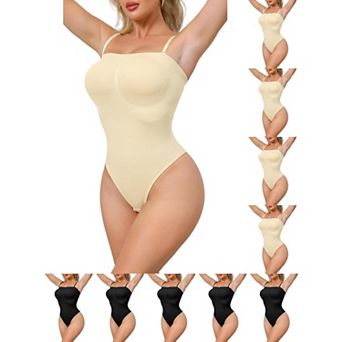 10 Packs Women's Strapless Shapewear TummyControl Leotard Thong Sculpted Bodyshaper Removable Straps