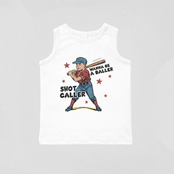 Wanna Be A Baller Shot Caller - Toddler Graphic Tank