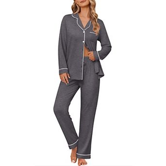 Ekouaer Womens Pajama Sets Button Down Pajama Sets Two Piece Long Sleeve and Pants Loungewear Set