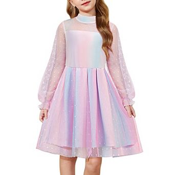 Arshiner Summer Dresses For Teen Girls Spring Long Sleeve Casual Easter Tulle Fairy Dress
