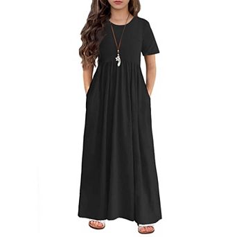 Arshiner Girls Maxi Dress Longshort Sleeve Casual Holiday Dress With Pockets