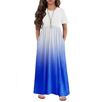 Arshiner Girls Maxi Dress Longshort Sleeve Casual Holiday Dress With Pockets