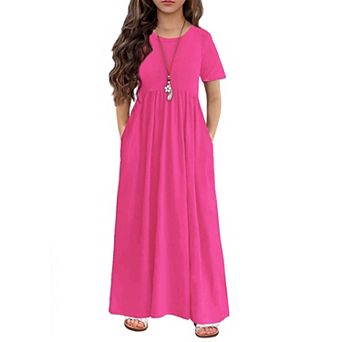 Arshiner Girls Maxi Dress Longshort Sleeve Casual Holiday Dress With Pockets