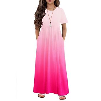 Arshiner Girls Maxi Dress Longshort Sleeve Casual Holiday Dress With Pockets