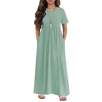 Arshiner Girls Maxi Dress Longshort Sleeve Casual Holiday Dress With Pockets