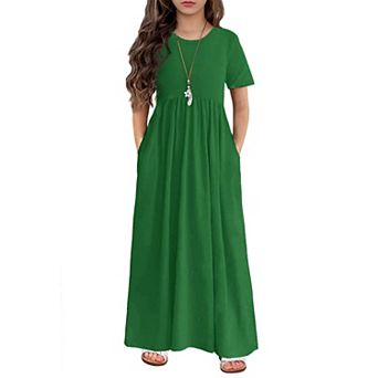 Arshiner Girls Maxi Dress Longshort Sleeve Casual Holiday Dress With Pockets