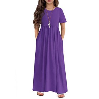 Arshiner Girls Maxi Dress Longshort Sleeve Casual Holiday Dress With Pockets