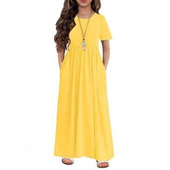 Arshiner Girls Maxi Dress Longshort Sleeve Casual Holiday Dress With Pockets