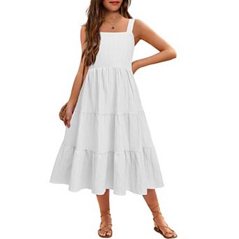 Arshiner Little Girl Summer Boho Spaghetti Strap Square Neck Dress Kids Sleeveless Sun Dresses