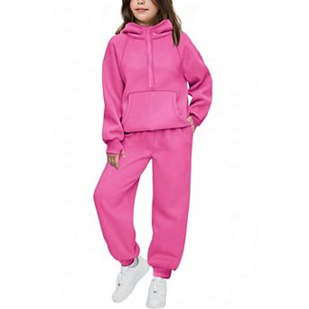 Arshiner Girls Half Zip Hoodie 2 pc Fall Winter Jogger Tracksuit Set