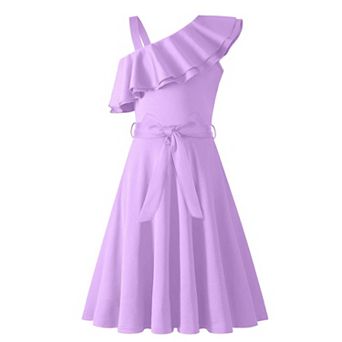 Arshiner Girls Sleeveless Ruffle Neck Aline Short Dress With Pockets