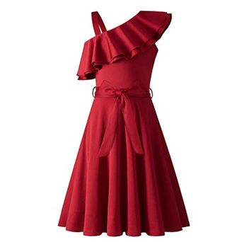 Arshiner Girls Sleeveless Ruffle Neck Aline Short Dress With Pockets