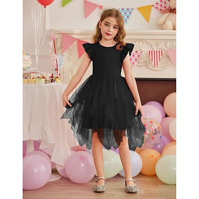 Arshiner Little Girls Ruffle Sleeve Irregular Tulle Tutu Princess