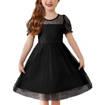 Arshiner Toddler Girl Tulle Dress Summer Puffy Sleeve Baby Girl Party Casual Dresses