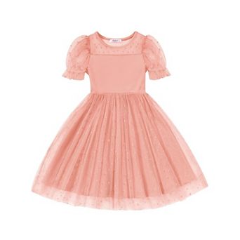 Arshiner Toddler Girl Tulle Dress Summer Puffy Sleeve Baby Girl Party Casual Dresses
