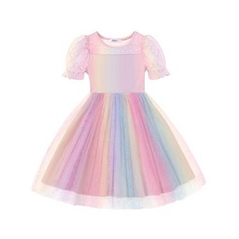 Arshiner Toddler Girl Tulle Dress Summer Puffy Sleeve Baby Girl Party Casual Dresses