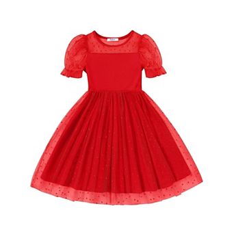 Arshiner Toddler Girl Tulle Dress Summer Puffy Sleeve Baby Girl Party Casual Dresses