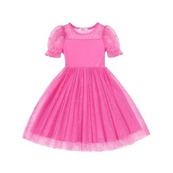 Arshiner Toddler Girl Tulle Dress Summer Puffy Sleeve Baby Girl Party Casual Dresses