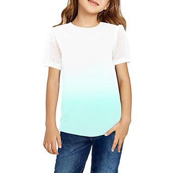 Arshiner Tops For Girls Ruffle Short Sleeve Girls Casual Shirts Loose Round Neck Kids Fashion Top